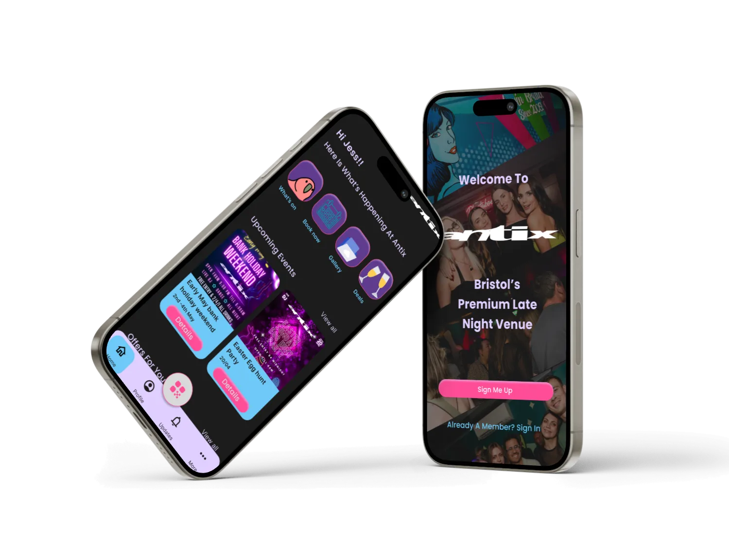 Antix App screenshots on phones